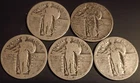 (5) Silver Standing Lib Quarters w/ Partial Dates (2x27, 1x28, 2x29) (Cull Lot)