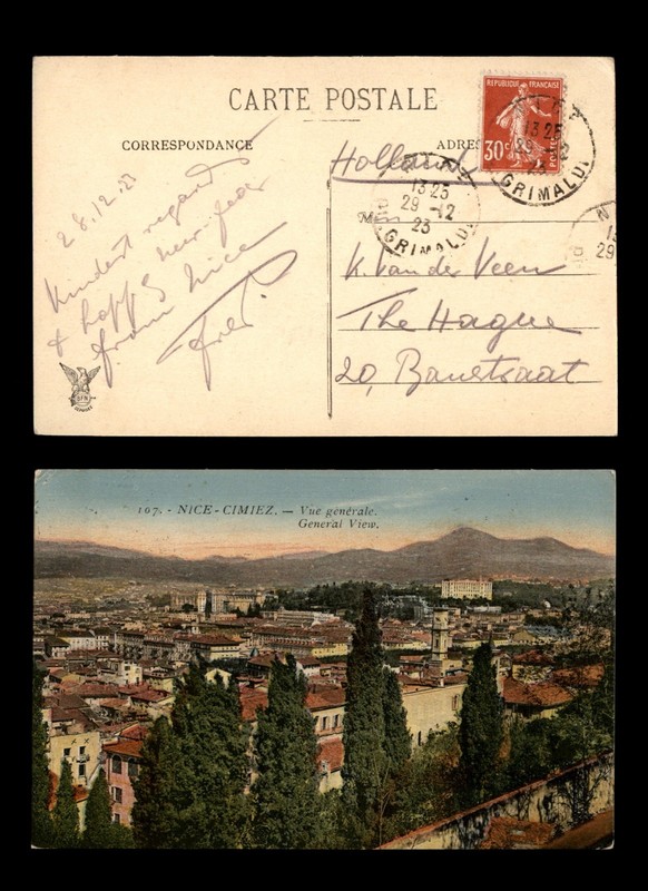 Mayfairstamps France 1923 Nice to The Hague View Nice Postcard cca_20667