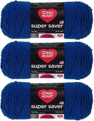 Red Heart Super Saver Yarn Royal Blue Worsted Acrylic LOT OF 3 New