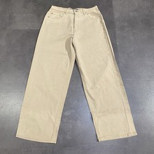 Vintage 90s Y2K Levi's SilverTab Wide Leg Baggy Jeans Denim Beige 14 MED NOS