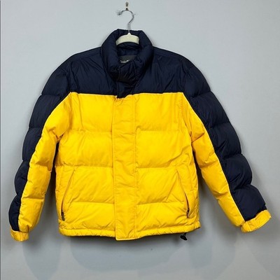 VTG Eddie Bauer Goose Down Yellow and Black Men's Puffer Jacket SZ S