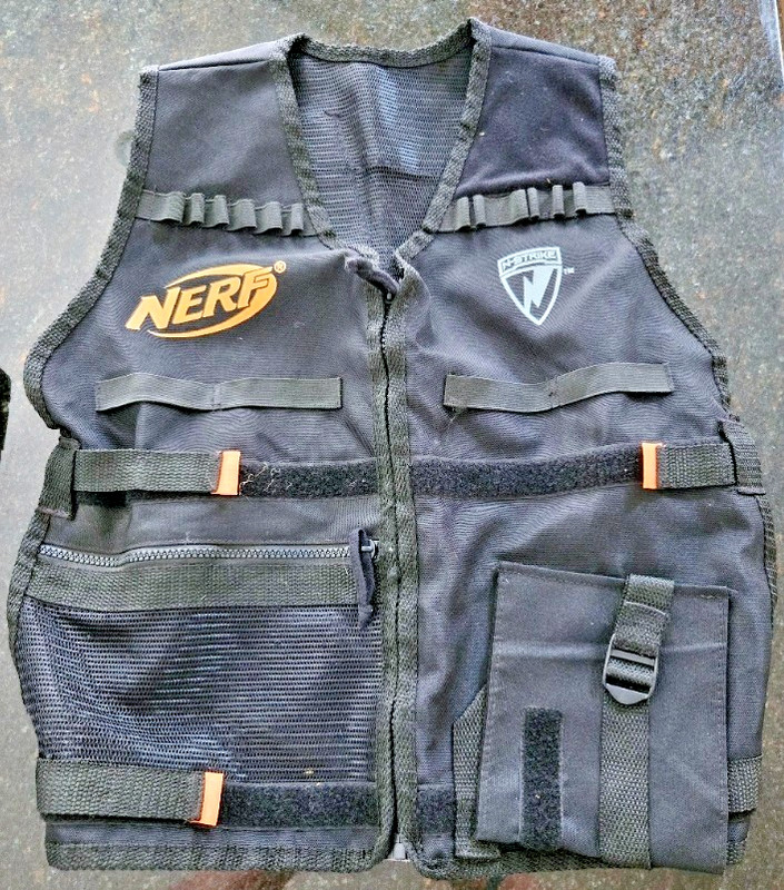 Two Black Nerf Tactical Elite Vests N Strike Series Kids One Size + free strap