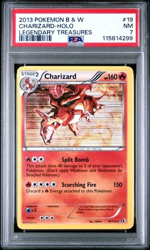 POKEMON LEGENDARY TREASURES CHARIZARD #19 HOLO PSA 7 NM #115814299