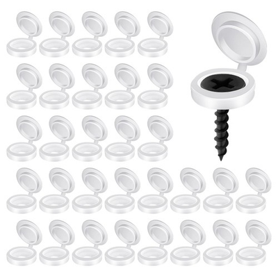#ad 200 Pcs Plastic Hinged Screw Cover Caps Flip Tops Fold Snap Washer Caps $11.15