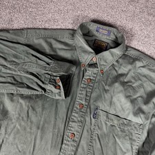 Vintage 90's Chaps Ralph Lauren Mens L Green Button Shirt Casual 16 1/2 34/35