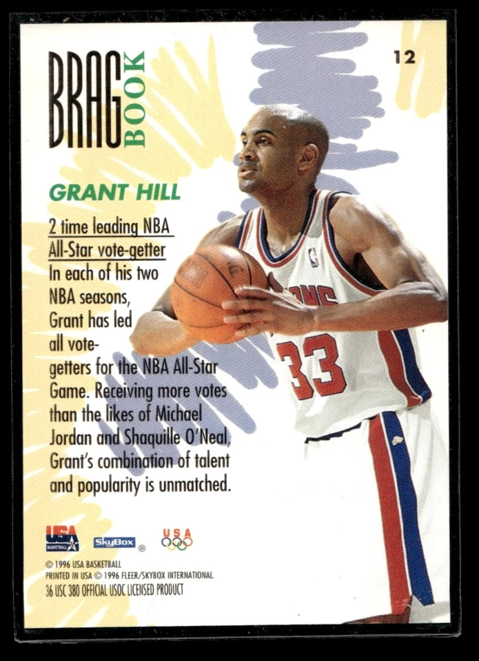 1996 SkyBox USA Grant Hill #12 USA - Image 2 of 2