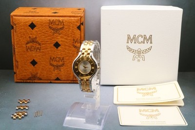 Vintage 1996 [Near MINT / Box] MCM Two-Tone Color Quartz unisex Watch From JAPAN