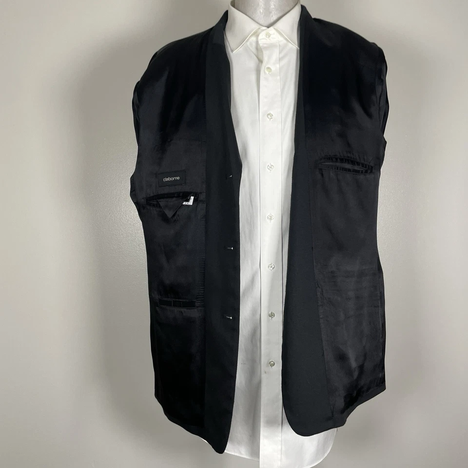 Jaqueta Claiborne Blazer Masculina 42S Preta Poliéster Sólido Três Botões - Imagem 4 de 4