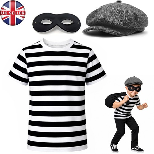 Burglar Robber Outfit Kids Adults Fancy Dress Costume World Book Day Book Week - Picture 5 of 9