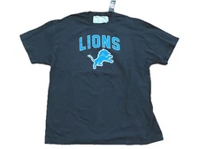 New Detroit Lions NFL Black Short Sleeve Logo T-shirt Men Size 2XL Cotton (C10-9
