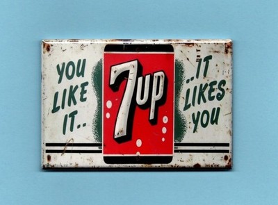 7UP VINTAGE ADVERTISEMENT *2X3 FRIDGE MAGNET* SODA SIGN POP REFRESHMENT ANTIQUE