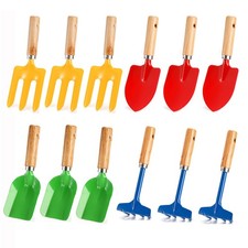 Nicunom 12 Pack Kids Gardening Tools, Metal Medium, yellow, red, blue, green