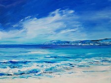 GRANDE QUADRO AZZURRO MARE SALONE olio su tela, cm.60x80
