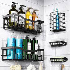 5 Pack/Set Shower Caddy Adhesive Shower Organizer for Bathroom Kitchen Black