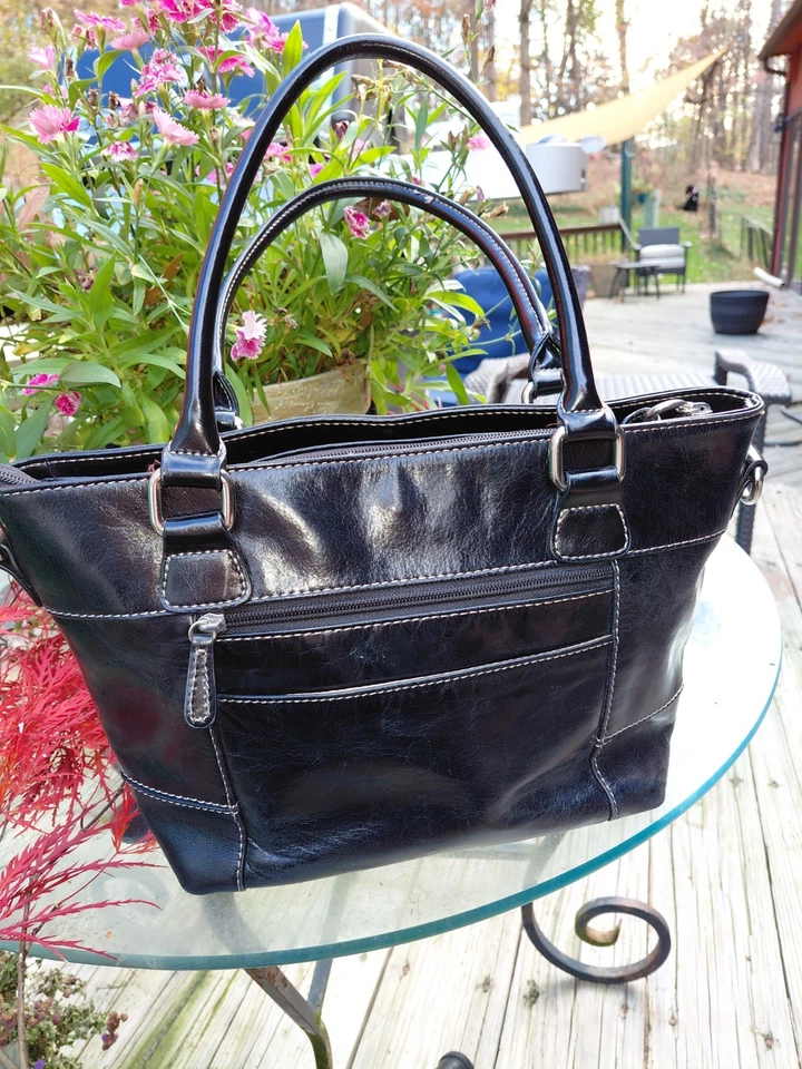Gianni Bernini Black Leather Satchel Shoulder Bag - Image 3 of 4