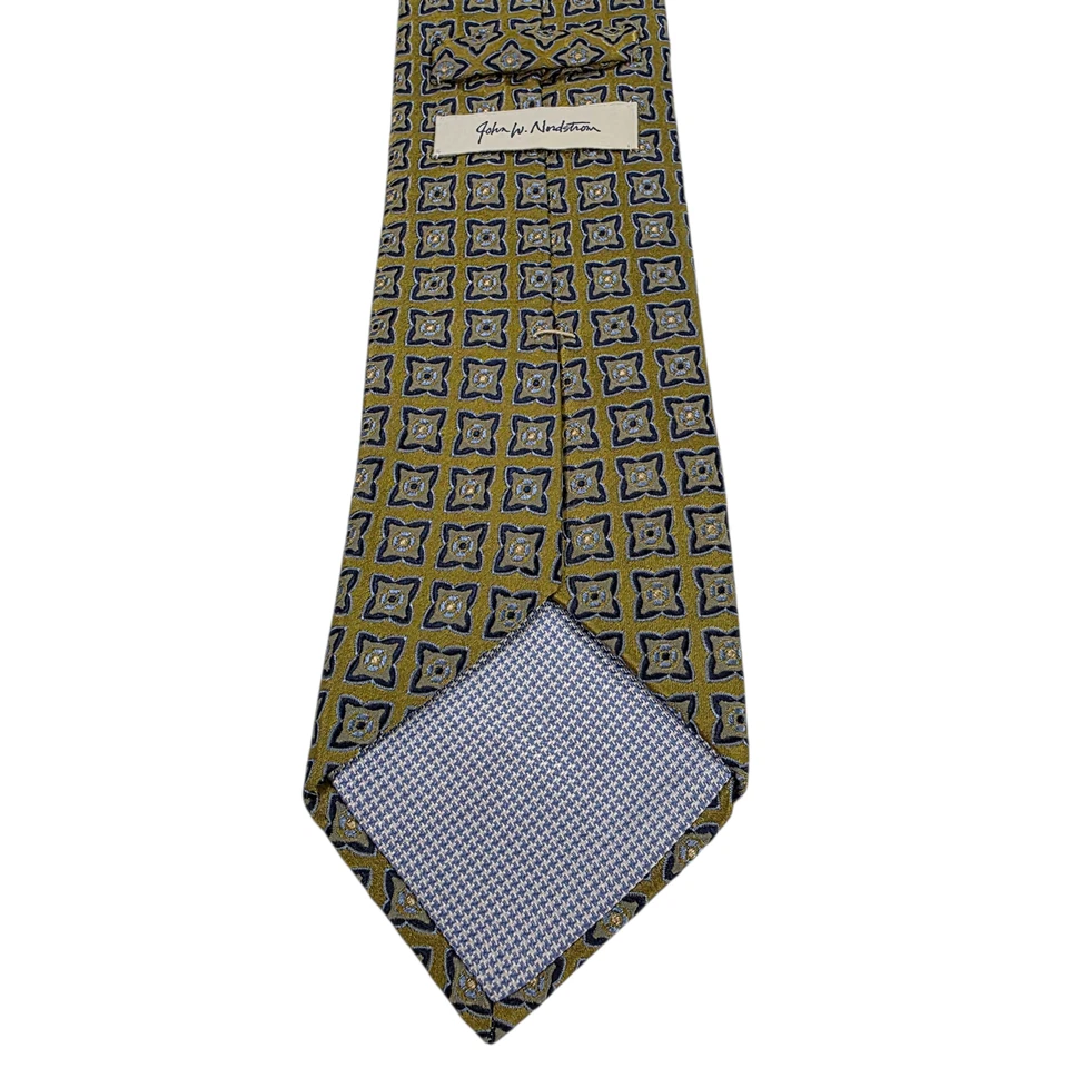 Corbata de lujo John W Nordstrom para hombre dorada azul seda floral bordada clase Foto 4 de 4