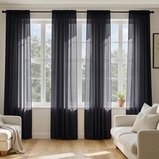 Black Sheer Curtains 84 Inches Long 4 Panels 42 x 84 Inches