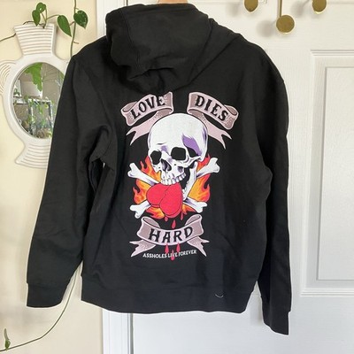 A$$HOLES LIVE FOREVER  LOVE DIES HARD  100% cotton hoodie brand new