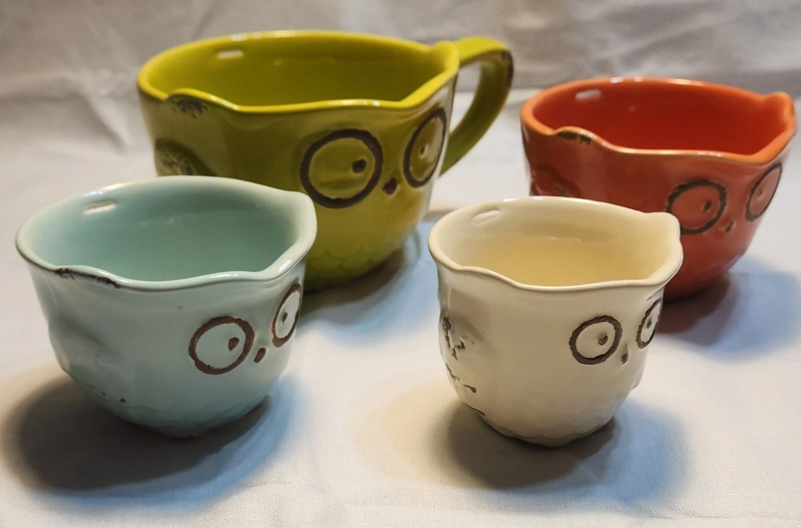 Ceramic Owl Nesting Measuring Cups Baking Cooking Kitchen~Set of 4
