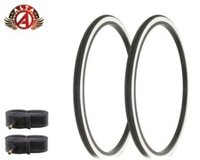 2 ALTA BICYCLE WIRE BEAD TIRES 26 x 1-3/8 WHITEWALL SLICK TOURING TREAD W/TUBES.
