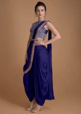 Women Indian Palazzo Kurta Designer Shrug Bollywood Style Dhoti Blouse Combo Set