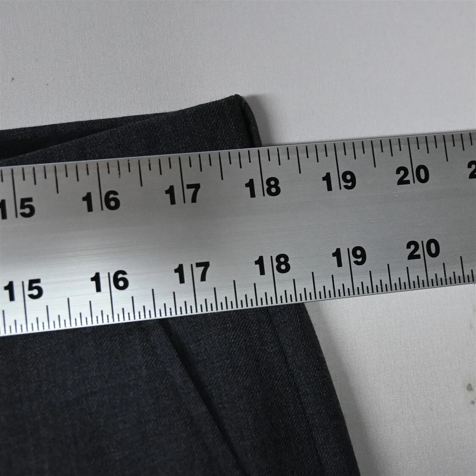 Pantalones de vestir Enro 36x32 gris pierna recta 100 % lana para hombre Foto 2 de 4