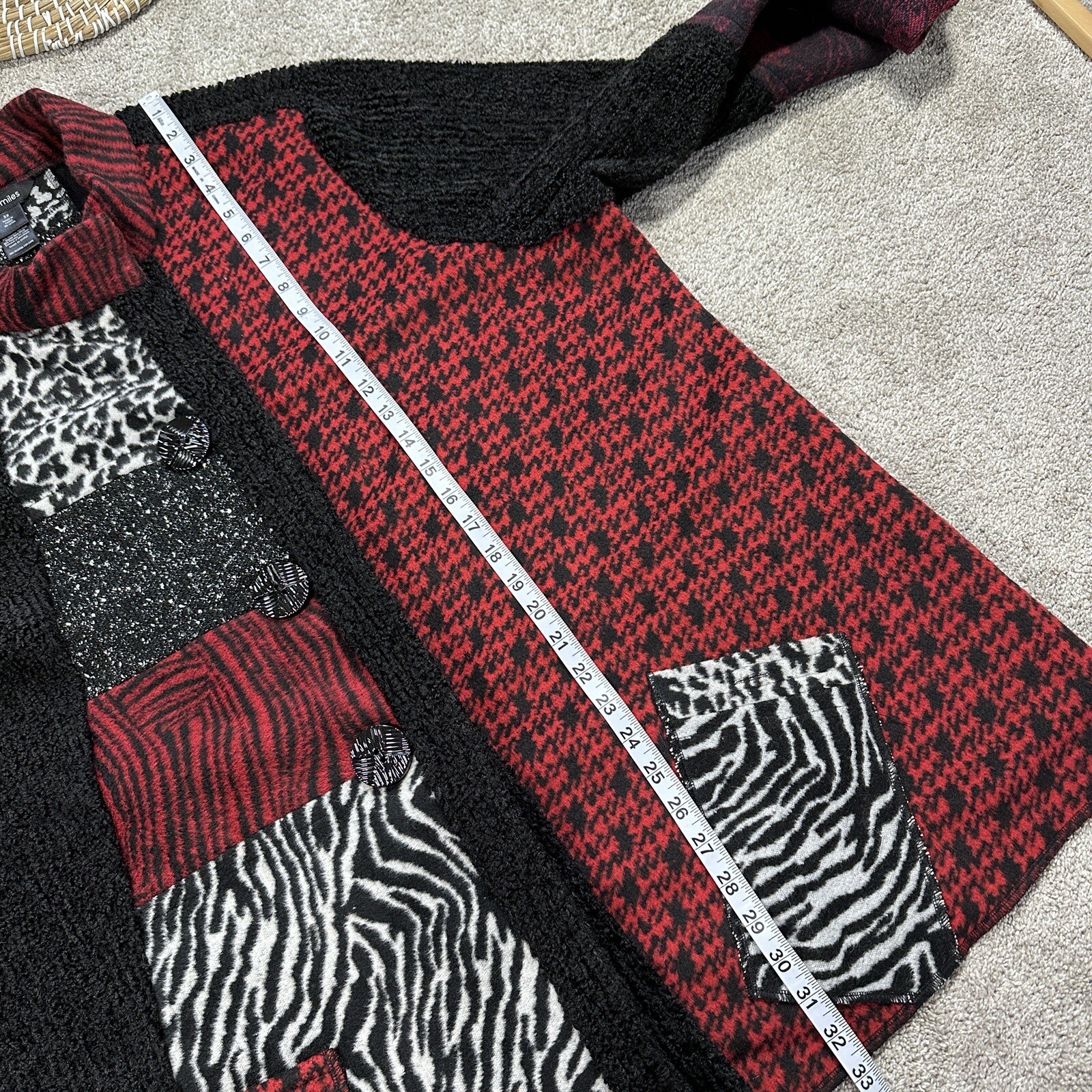 Ali Miles Multi Patchwork Print Funnel Neck 3/4 C… - image 18