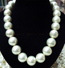 Huge 16mm White South Sea Shell Pearl Round Beads Necklace 18 inch