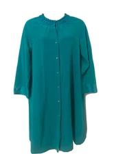 Vintage Vanity Fair  Robe House Coat Nightgown Snap Front Teal Green Size Large