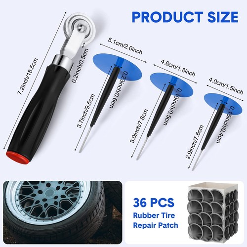 37 Pcs Tire Plug Patch Kit Rubber Tire Repair Patch Plug Include Puncture Repair - Picture 2 of 7