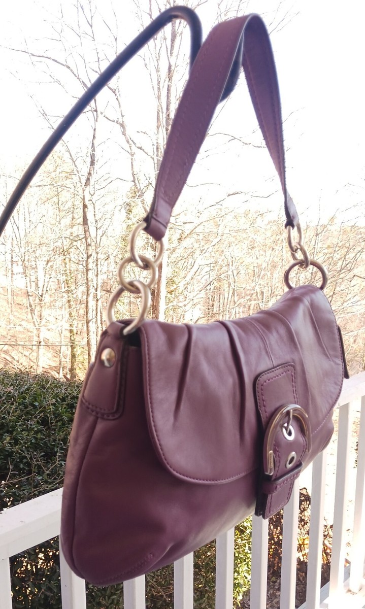 Coach F17217 Vintage Purple Pleated Soho Leather w/Buckle Shoulder