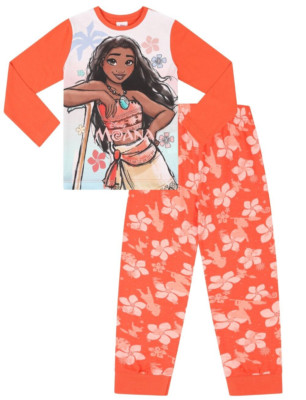 Disney Mädchen Moana langer Schlafanzug Set orange