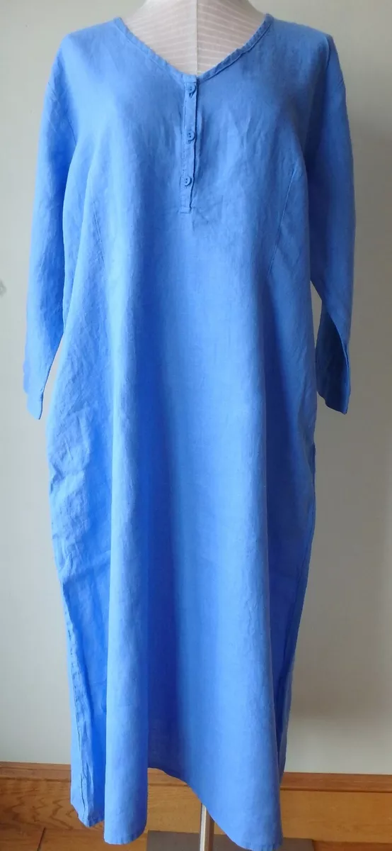 FLAX Designs Linen Dress 2G NWT Pure Night Dress PERIWINKLE