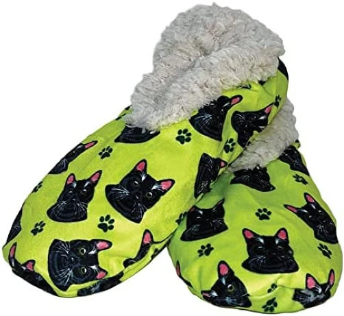 Zapatillas de gato negras cómodas unisex suaves forradas con estampado de animales botines gatito cálidos Foto 2 de 4