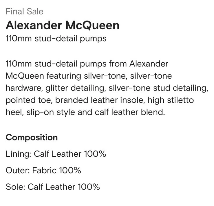 Décolleté Alexander McQueen 110 mm dettaglio borchie nuove taglia 38 5