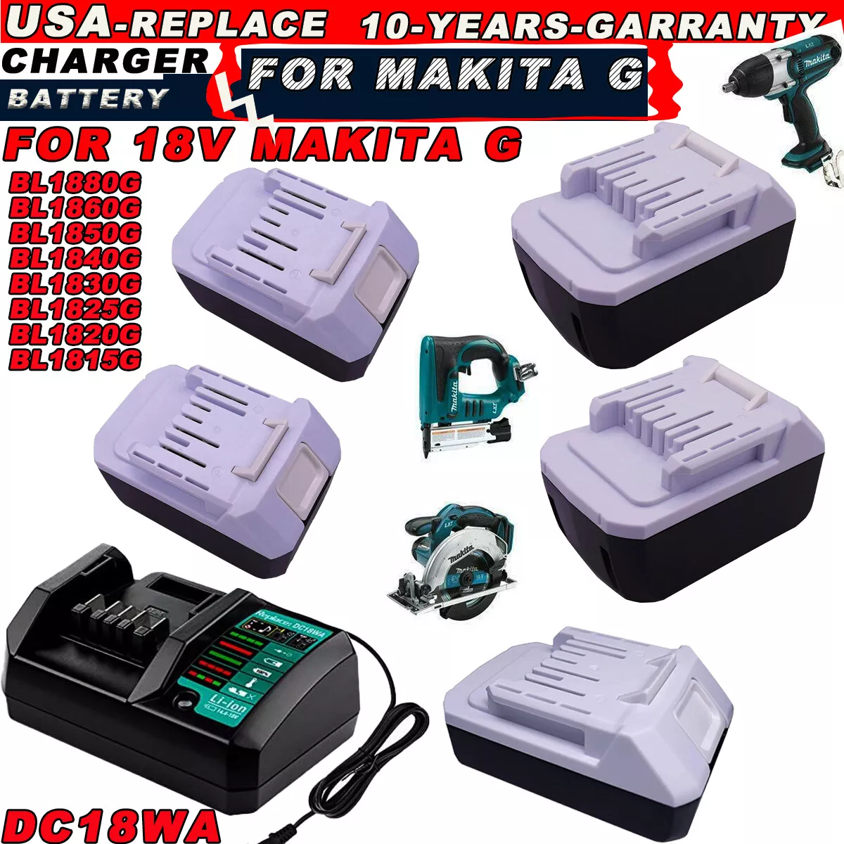 For Makita 18V 14.4V Battery Charger G Series HP457D TD127D