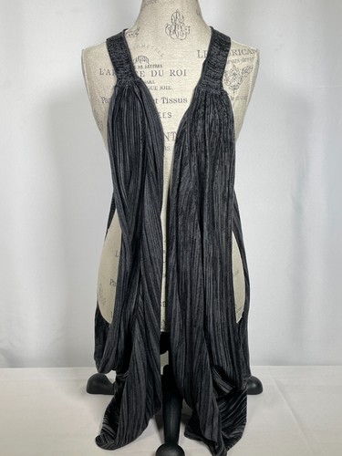 Buffalo David Bitton Malena Draped Open Lagenlook Vest Top Black Women's XL NWT
