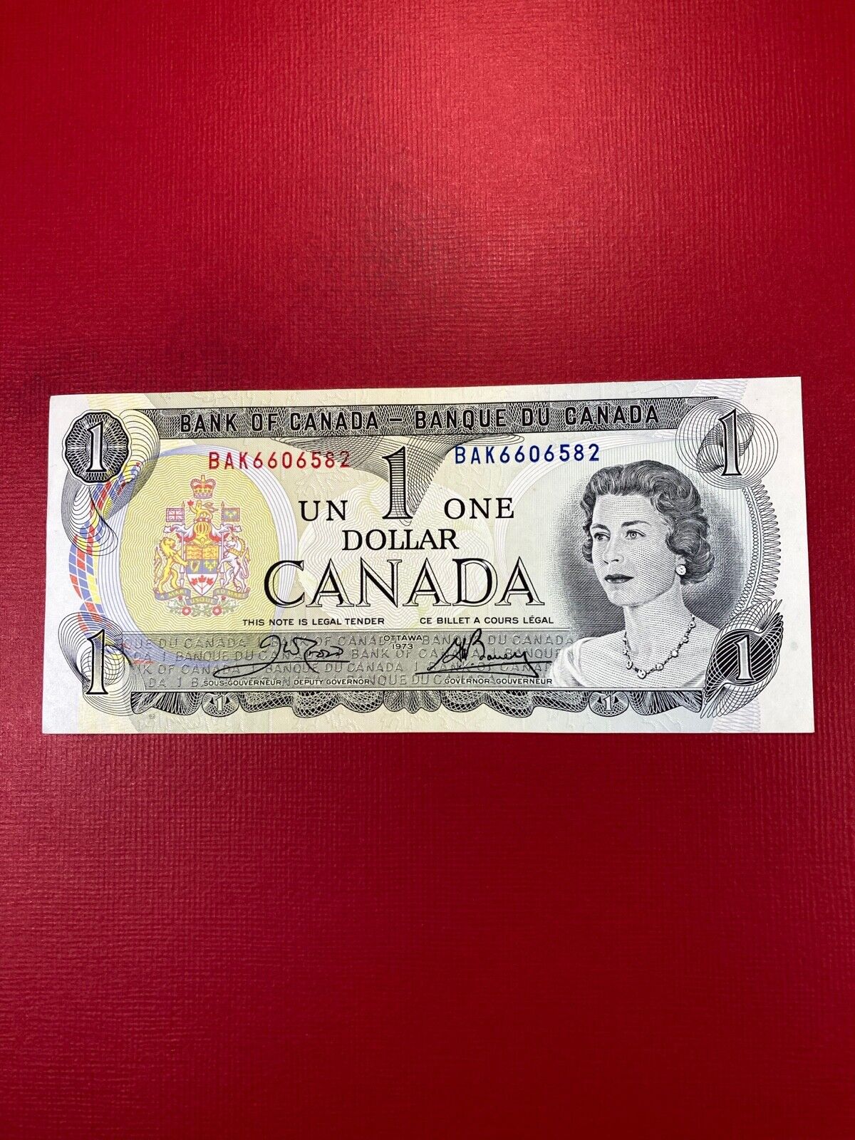 1973 Canada 1 Dollar  Crow / Bouey  Bank Note Circulated