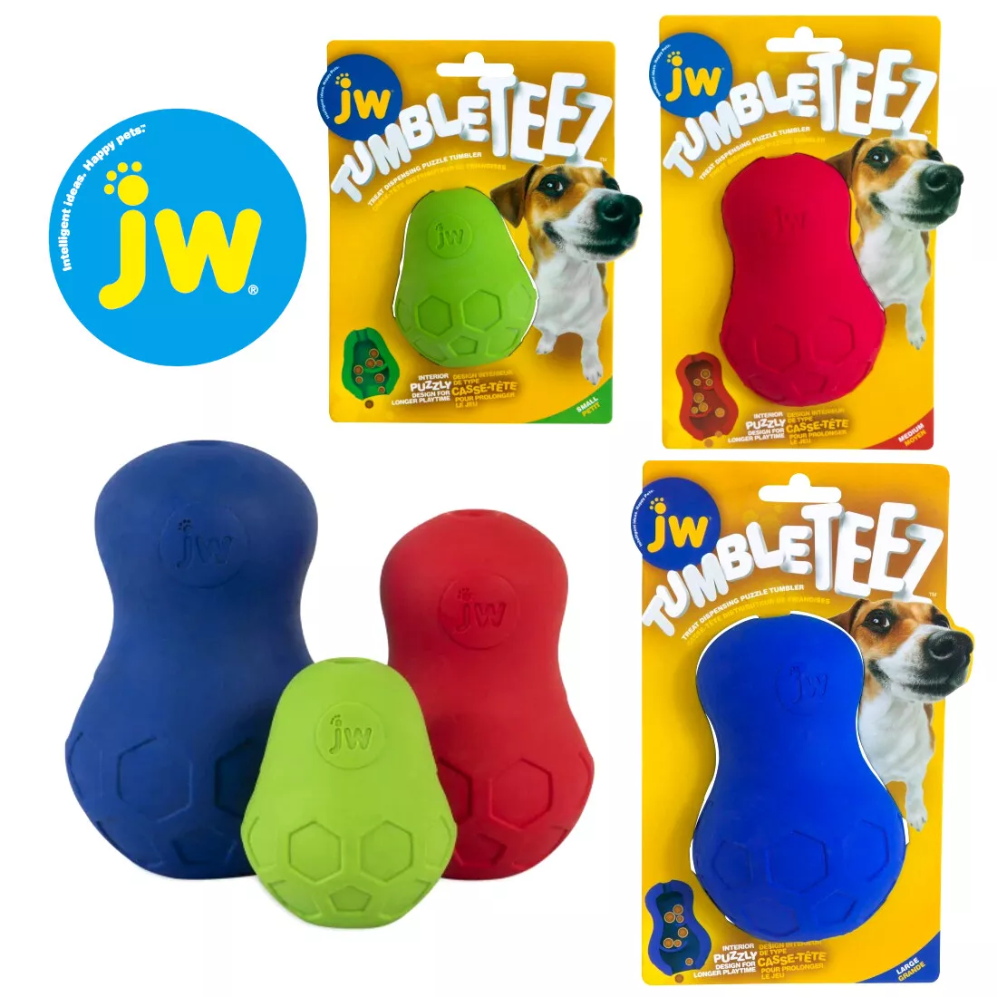Rubber Dog Toy JW PET Tumble Teez Treat Fillable Interactive Tough Erratic  Balls