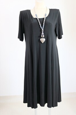 Magna Kleid lange Tunika Stretch Gr. 40 42 M Lagenlook weite A-Linie schwarz
