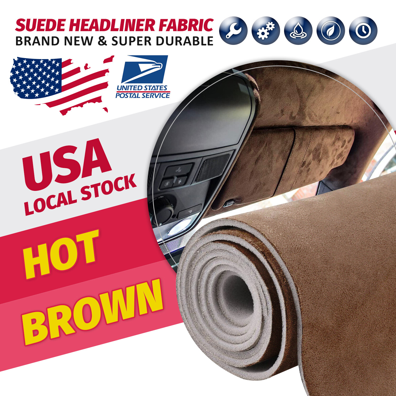 Brown Suede Headliner Fabric Material 47
