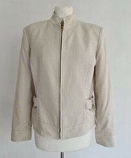 Kasper Womens Beige Tweed 100% Cotton Front-zip Blazer Jacket. Size Uk 10, Eu 38