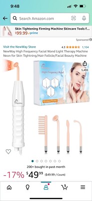 Pure NuDerma White Corded Professional High Frequency Skin Therapy Wand
