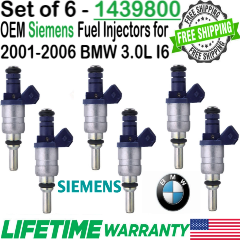Genuine Siemens 6 Sets HP Upgrade Fuel Injectors For 2001-2005 BMW 330i 3.0L I6 Foto 2 de 4