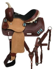 YOUTH 10" SADDLE with Headstall Breast Collar & Reins Crystal Rhinestone Conchos