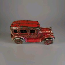 Antique 4" Original AC Williams Cast Iron Red 4 Door Ford Sedan