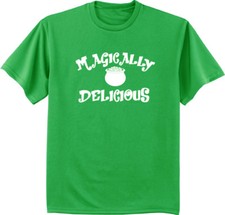 Funny St Patrick's Day T-shirt - magically delicious men's green tee bar crawl