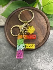 3.5" Handmade Resin Pendant Initial Keychain F Tassel New Free Ship A3175