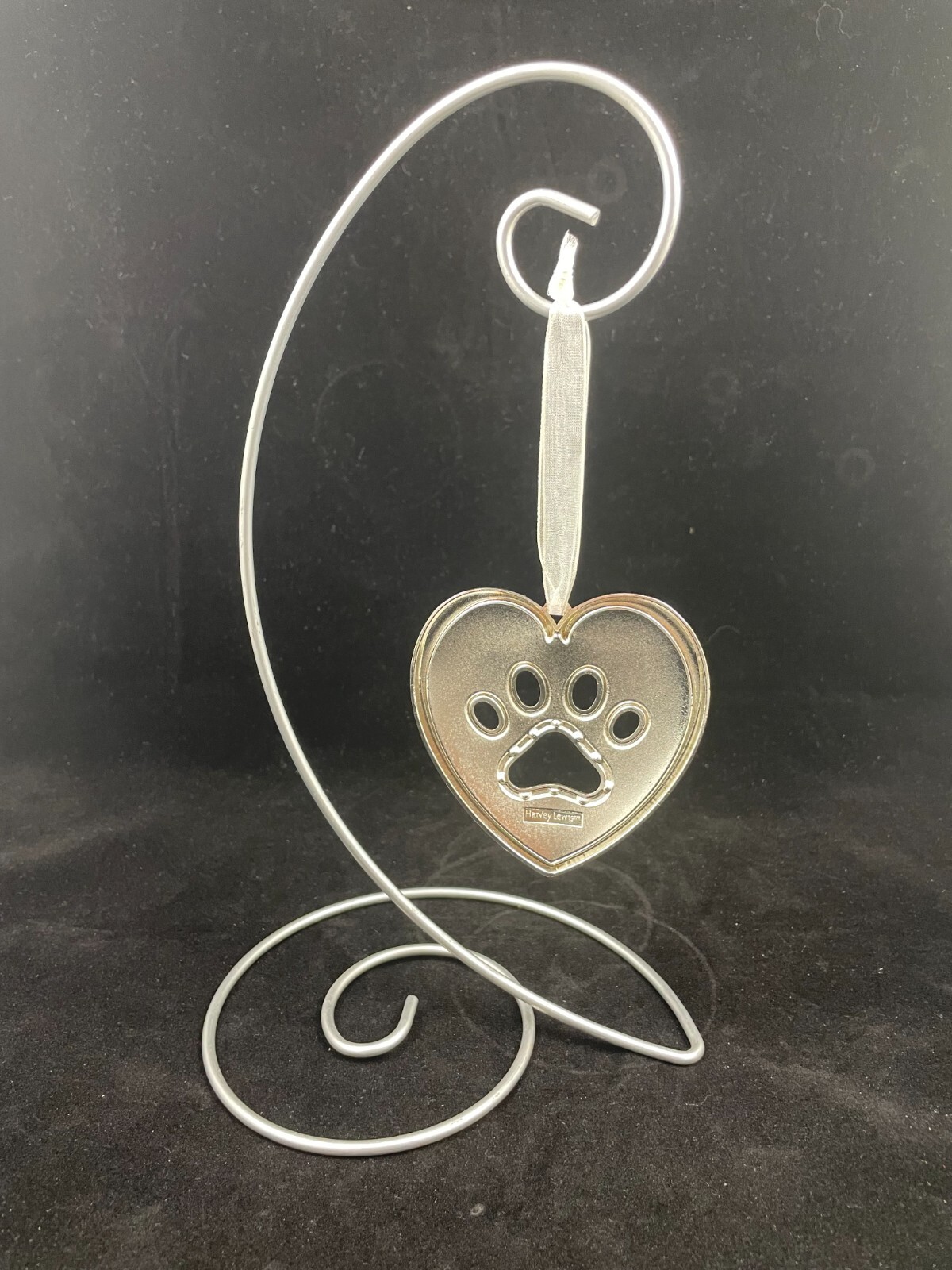 1 HARVEY LEWIS HEART DOG PAW PRINT SWAROVSKI CRYSTALS CHRISTMAS HOLIDAY ORNAMENT