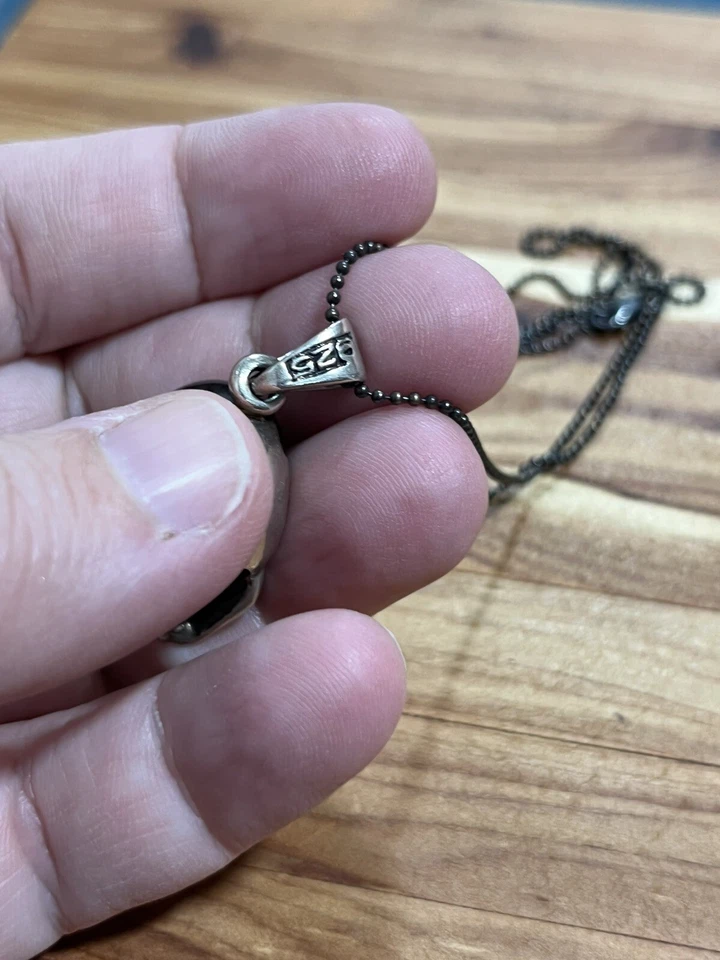 COLGANTE CALAVERA HOMBRE PLATA ESTERLINA 925 ROCKER BIKER Cerebros de Ónix Vintage Foto 4 de 4